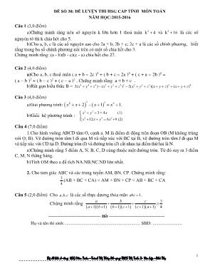 Đề số 30 Đề luyện thi hsg cấp tỉnh môn toán năm học2015 - 2016